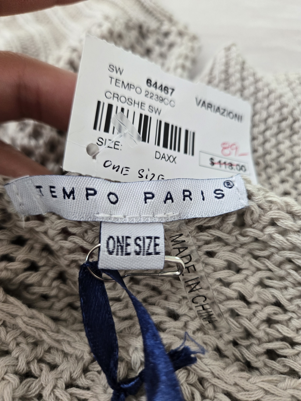 NWT Tempo Paris Womens Crochet Star Sweater One Size 100% Cotton Boho Open Knit - Picture 14 of 16